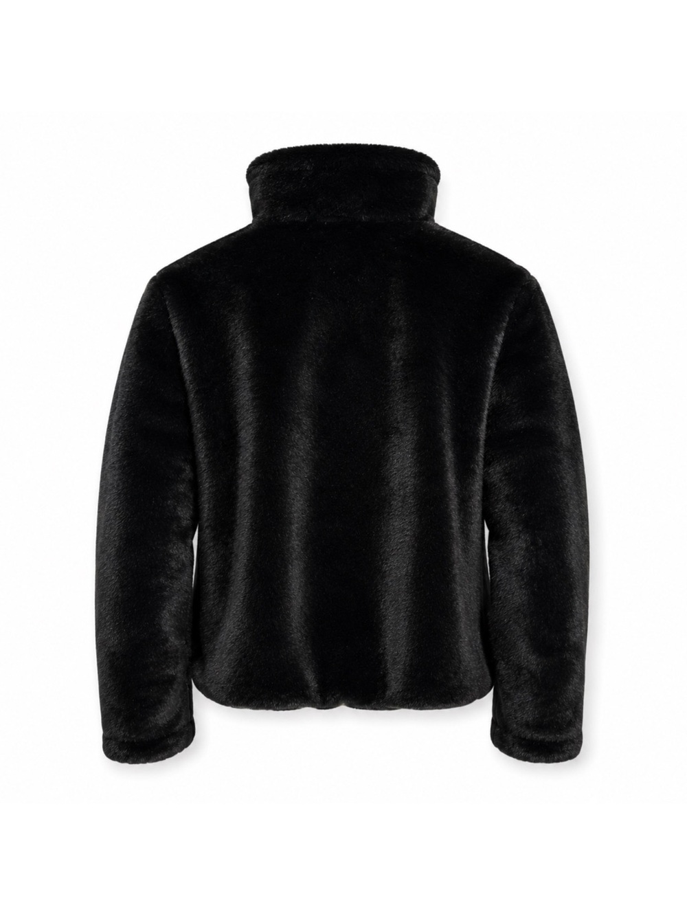 Juicy Couture Black Label Faux Fur Jacket Black Size L Y2K Plush Zip McBling Lux - Picture 4 of 6